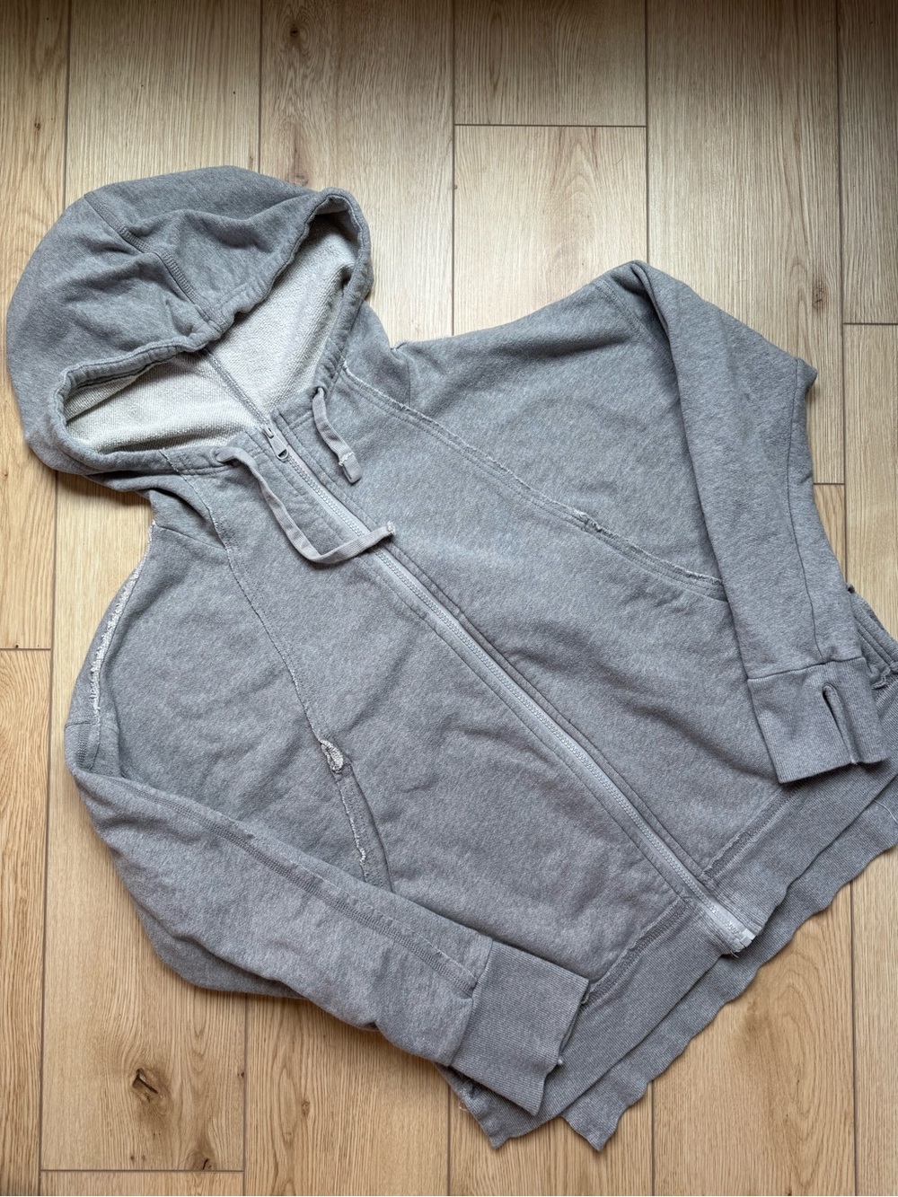 free people camden full zip sweatshirt gray medium